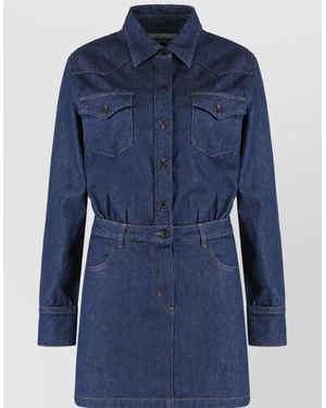A.P.C. Denim Mini Shirt Dress - Blue
