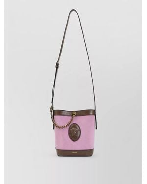 Versace Mini Suede Bucket Bag Chain Detail - Pink
