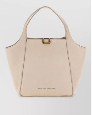 Brunello Cucinelli Soft Leather Shoulder Bag - Natural