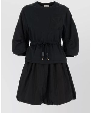 Moncler Cotton Sweatshirt Mini Dress - Black