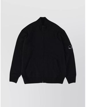 C.P. Company Ribbed Knit Jumper Pockets - Black