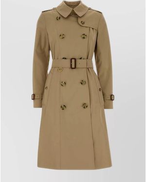Burberry Double-Breasted Trench Coat Belted Waist - Natural