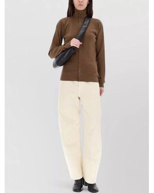 Lemaire High Collar Knit Sweater Long Sleeves - Natural