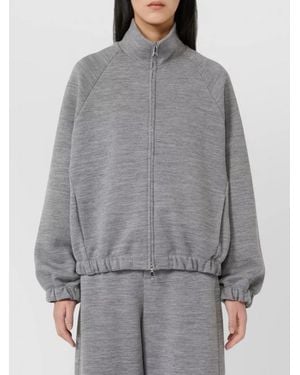 Max Mara Ribbed Bomber Jacket - Grey