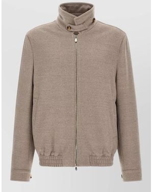 Brunello Cucinelli Virgin Wool Beaver Bomber Jacket - Natural