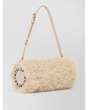 Stella McCartney Stella Logo Shearling Pouch Bag - Natural