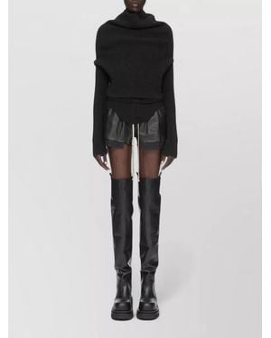 Rick Owens Fog Boxer Shorts Layered High Shine Design - Black