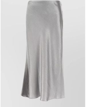 Tory Burch Satin Midi Skirt High Waist A Line - Grey