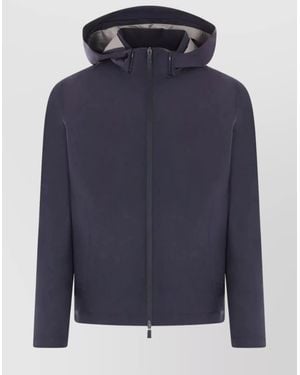 Herno Packable Waterproof Hooded Zip Jacket - Blue