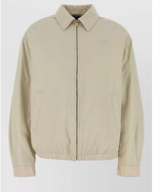 Miu Miu Cotton Single Breasted Coat - Natural