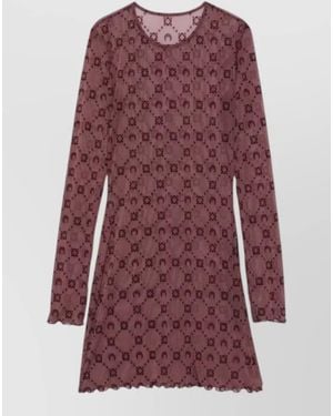 Marine Serre Printed Long-Sleeve Mini Dress - Red
