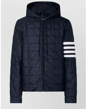 Thom Browne Hooded Down Jacket Stripe Sleeve Detail - Blue