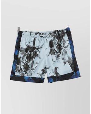 Dries Van Noten Floral Print Mid-Length Beachwear With Elastic Waist - Blue