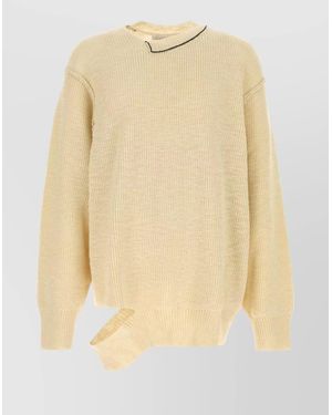 Yohji Yamamoto Oversized Wool Sweater Asymmetric Hem - Natural