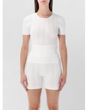 JW Anderson Pointelle Knit Crew Neck Short Sleeve Top - White