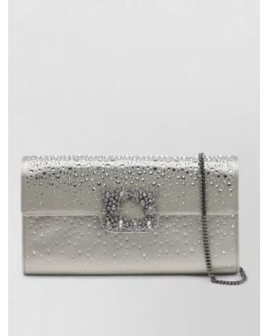 Roger Vivier Clutch Bag Chain Strap Fold Over - Gray