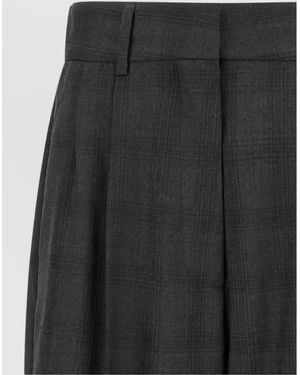Blazé Milano Checked High-Rise Pleated Wide-Leg Suit Trousers - Black
