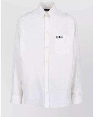Balenciaga Oversized Asymmetric Cotton Shirt - White