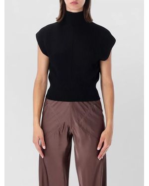 Rick Owens Sleeveless Mock Neck Ribbed Knit Top - Blue