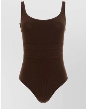 Eres Round Neck One-Piece Swimsuit - Brown