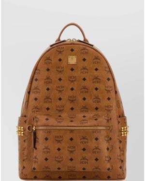 MCM Canvas Backpack Featuring Adjustable Straps - Brown