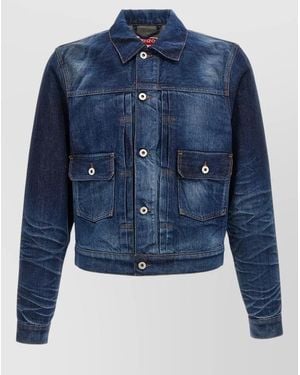 KENZO Japanese Denim Jacket Adjustable Waistband - Blue