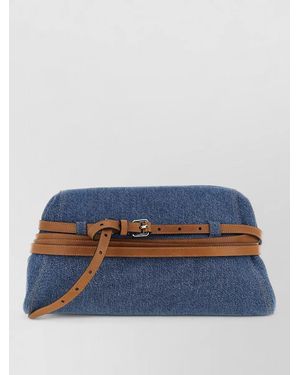 Moschino Tie Me Large Belt Strap Clutch - Blue