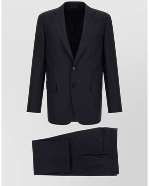 Brioni Wool Single Breasted Coat - Blue