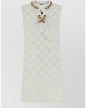 Burberry Stretch Crochet Dress Chain Detail Mini - White