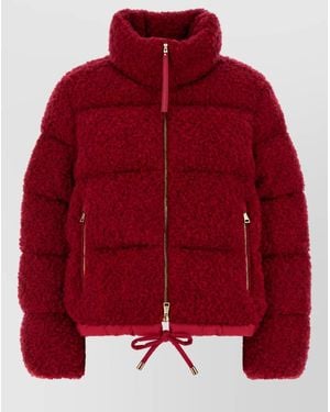 Moncler Bouclé Down Jacket - Red