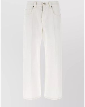 Brunello Cucinelli Denim Cropped Straight-Leg Trousers - White