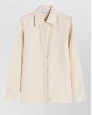 Max Mara Shirt Blouse Pointed Collar Long Sleeves - Natural