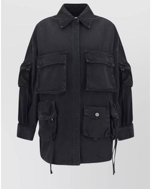 The Attico Denim Cargo Jacket - Blue