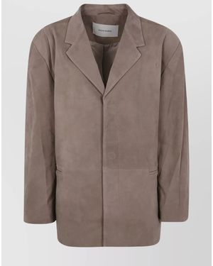 Entire studios Leather Single Breasted Blazer - Brown