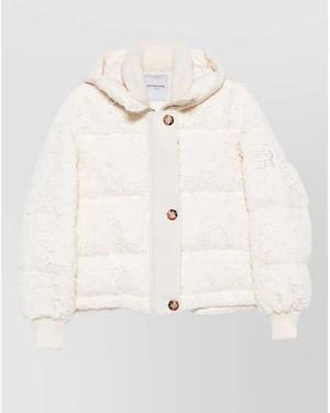 ERMANNO FIRENZE Down Hooded Puffer Parka Coat - Natural