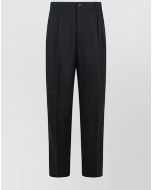 Golden Goose Virgin Wool Pleated Straight-Leg Trousers - Black