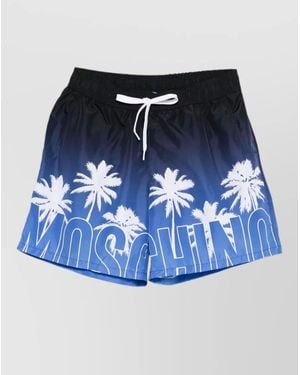 Moschino Beach Shorts Nylon Silk Palm Tree Print - Blue