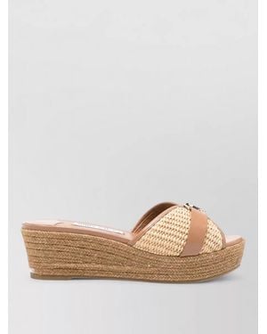 Jimmy Choo Rope Wedge Mules - Natural