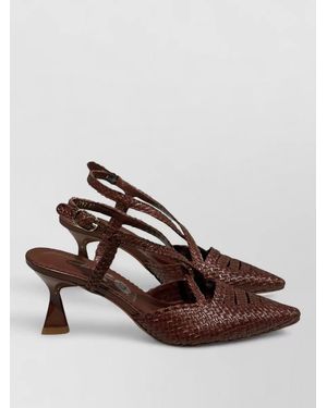 LA ROSE Leather Pointed Court Shoes - Brown
