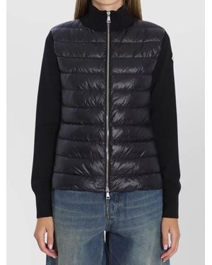 Moncler Padded Zip Wool Cardigan - Black