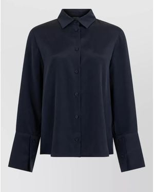 Max Mara Silk Long-Sleeve Shirt - Blue