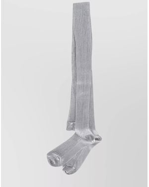 Prada Shiny Ribbed Over-The-Knee Socks - White