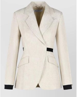 Max Mara Neutro Linen Blazer Single Breasted Belt - Natural