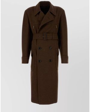 Prada Wool Double Breasted Coat - Brown