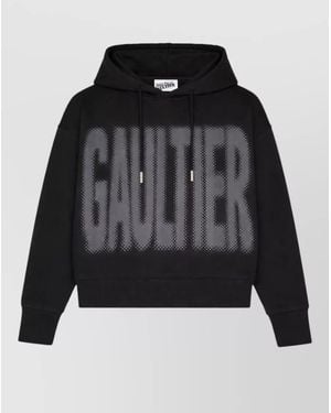 Jean Paul Gaultier Hoodie Logo Print Long Sleeve Top - Black