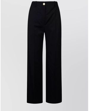 Patou Wool High-Rise Wide-Leg Trousers - Black