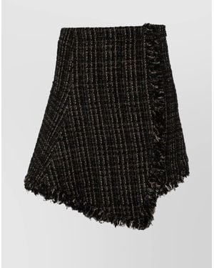Sacai Wool Tweed Wrap Asymmetric Mini Skirt - Black