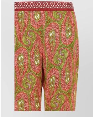 Etro Printed High-Rise Bootcut Cropped Straight Trousers - Blue