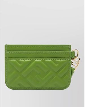 Fendi Embossed Pattern Wallet Tone Hardware Keyring - Green