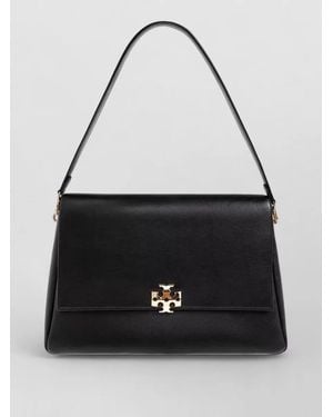 Tory Burch Charlie Large Leather Shoulder Tote Bag - Black